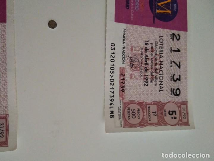 National Spanish Lottery: C-MARIA CUPON LOTERIA NACIONAL CAPITAL EUROPEA DE LA CULTURA 18 DE ABRIL DE 1992