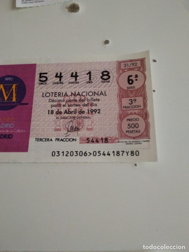 National Spanish Lottery: C-MARIA CUPON LOTERIA NACIONAL CAPITAL EUROPEA DE LA CULTURA 18 DE ABRIL DE 1992