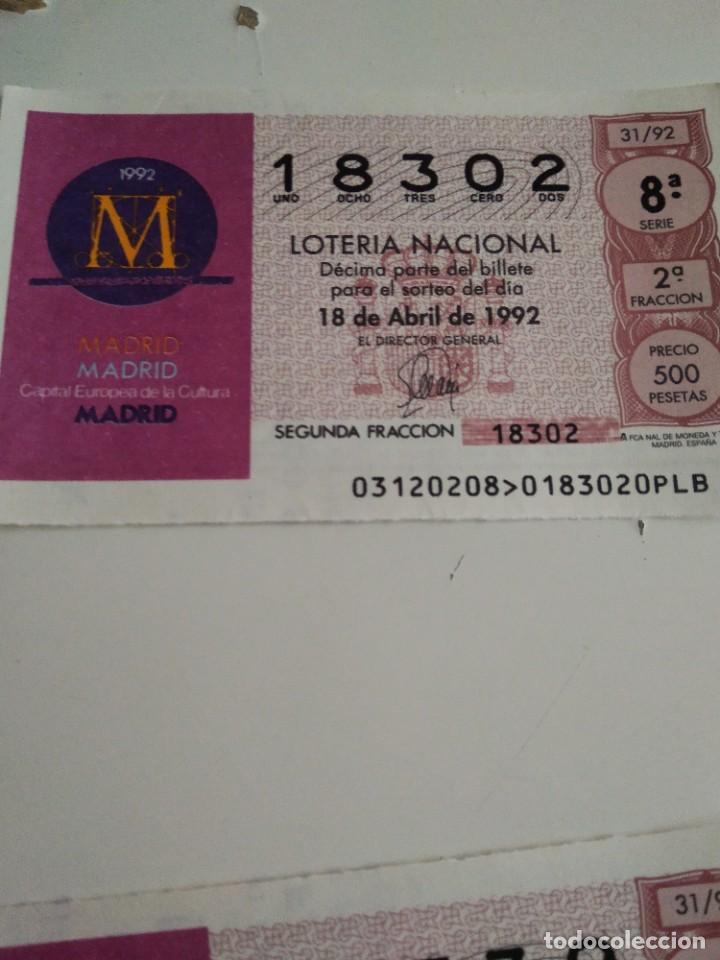 National Spanish Lottery: C-MARIA CUPON LOTERIA NACIONAL CAPITAL EUROPEA DE LA CULTURA 18 DE ABRIL DE 1992