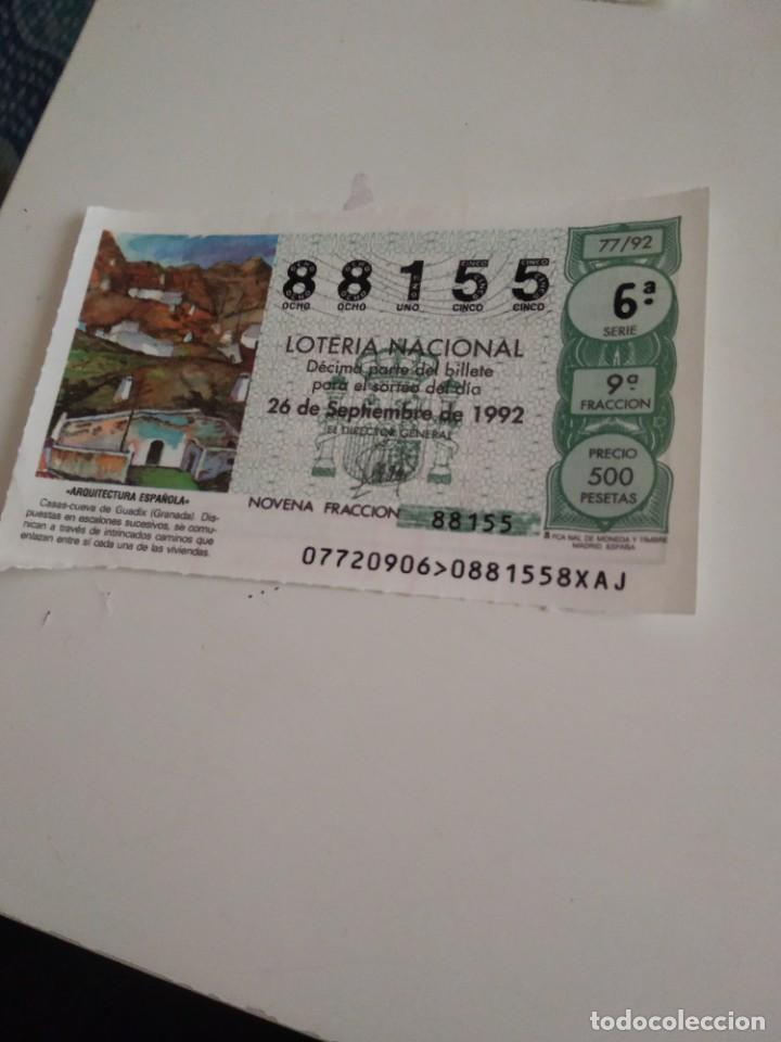National Spanish Lottery: C-MARIA CUPON LOTERIA NACIONAL ARQUITECTURA ESPA&Ntilde;OLA 26 DE SEPTIEMBRE DE 1992