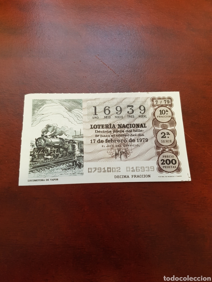 Loterie Nationale: LOTERIA NACIONAL 17 FEBRERO 1979 LOCOMOTORA DE VAPOR