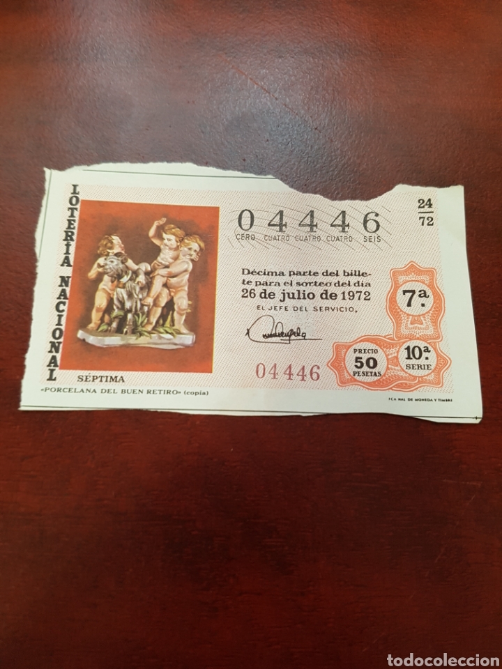 Loterie Nationale: LOTER&Iacute;A NACIONAL 26 JULIO 1972 PORCELANA DEL BUEN RETIRO