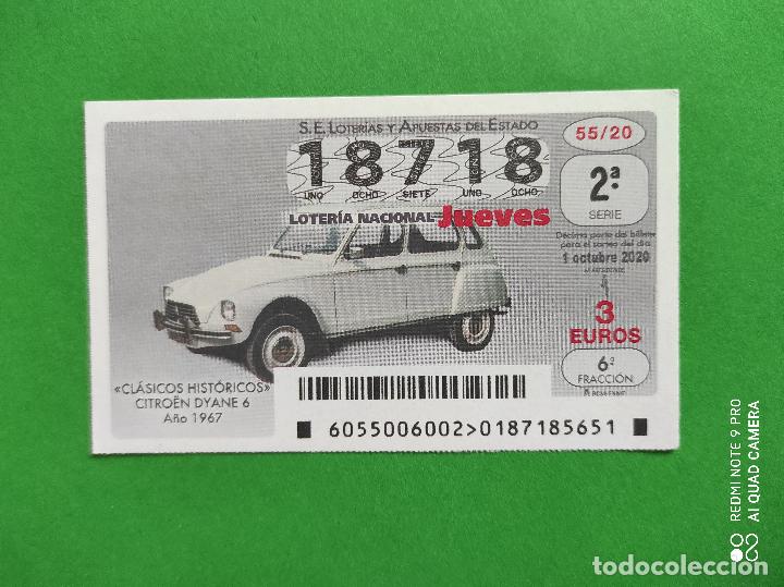 Loter&iacute;a Nacional: DECIMO LOTERIA NACIONAL DE LOS JUEVES A&Ntilde;O 2020 SORTEO N&ordm; 55 COCHES CLASICOS HISTORICOS CITROEN DYANE