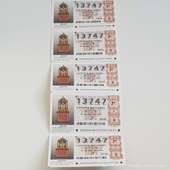 Loterie Nationale: LOTER&Iacute;A, MEDIO BILLETE, SORTEO 30/05, 16 ABRIL 2005, RELOJ ESQUELETO, MANUEL GUTI&Eacute;RREZ, N&ordm; 13747