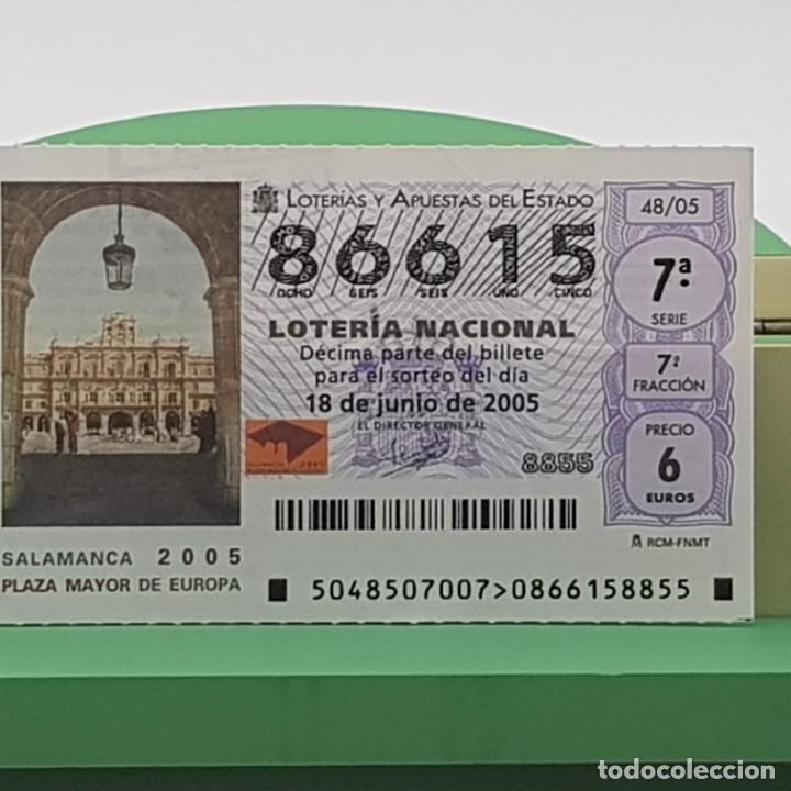 Nationale spanische Lotterie: LOTER&Iacute;A NACIONAL, SORTEO 48/05, 18 JUNIO 2005, SALAMANCA 2005, PLAZA MAYOR DE EUROPA, N&ordm; 86615