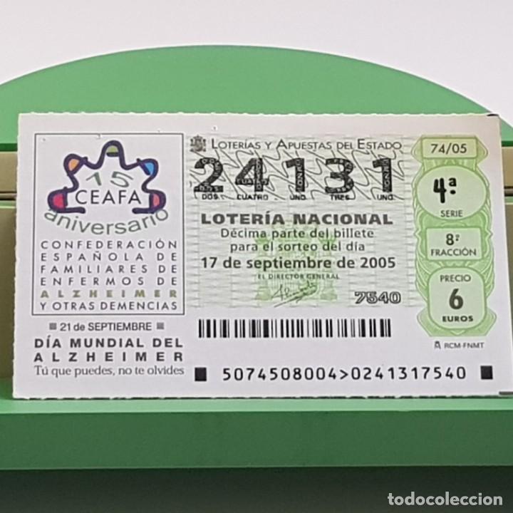 Nationale spanische Lotterie: LOTER&Iacute;A NACIONAL, SORTEO 74/05, 17 SEPTIEMBRE 2005, D&Iacute;A MUNDIAL ALZHEIMER, CEAFA, N&ordm; 24131