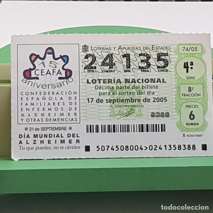 Nationale spanische Lotterie: LOTER&Iacute;A NACIONAL, SORTEO 74/05, 17 SEPTIEMBRE 2005, D&Iacute;A MUNDIAL ALZHEIMER, CEAFA, N&ordm; 24135