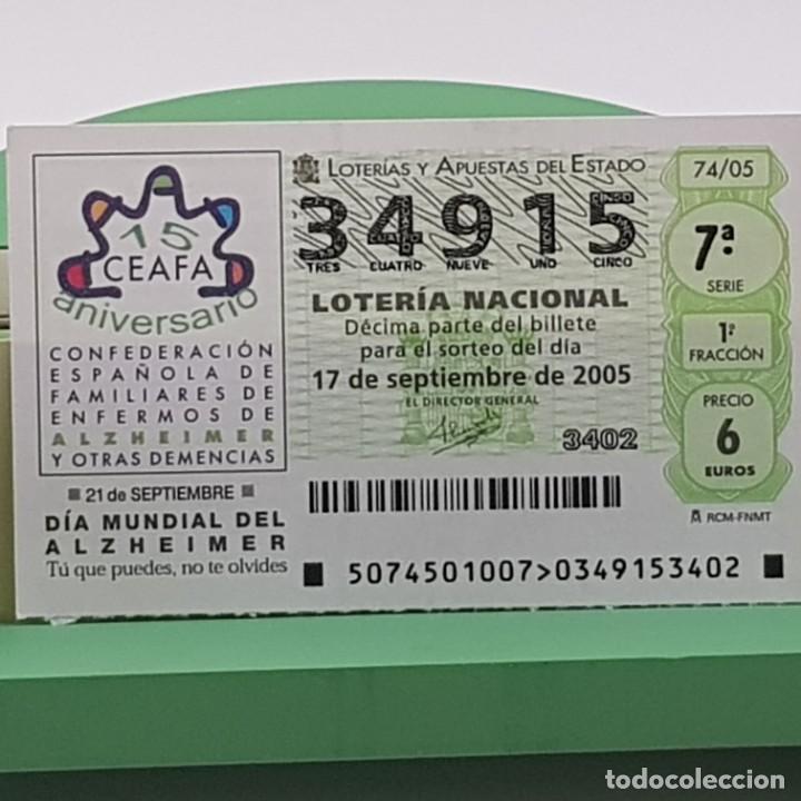 Nationale spanische Lotterie: LOTER&Iacute;A NACIONAL, SORTEO 74/05, 17 SEPTIEMBRE 2005, D&Iacute;A MUNDIAL ALZHEIMER, CEAFA, N&ordm; 34915