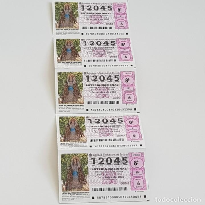 Nationale spanische Lotterie: LOTER&Iacute;A, MEDIO BILLETE, SORTEO 78/05, 1 OCTUBRE 2005,VIRGEN DE LOS DOLORES, &Aacute;GUILAS MURCIA, N&ordm; 12045