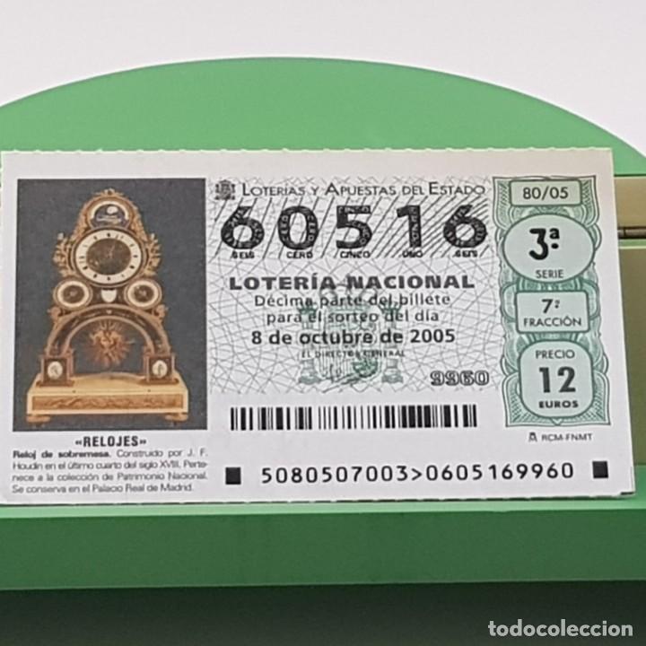 Nationale spanische Lotterie: LOTER&Iacute;A NACIONAL, SORTEO 80/05, 8 OCTUBRE 2005, RELOJ SOBREMESA, J.F. HOUDIN, N&ordm; 60516