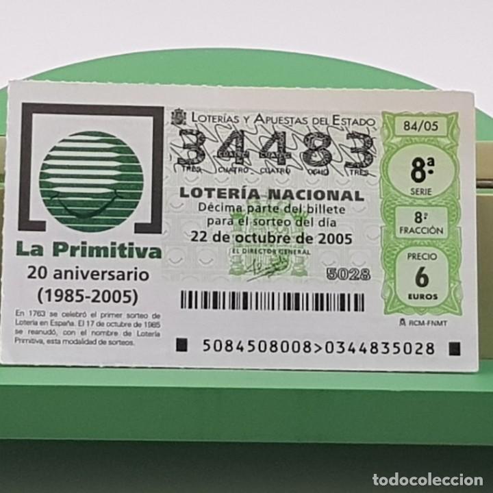 Nationale spanische Lotterie: LOTER&Iacute;A NACIONAL, SORTEO 84/05, 22 OCTUBRE 2005, 20 ANIVERSARIO LOTER&Iacute;A PRIMITIVA, N&ordm; 34483