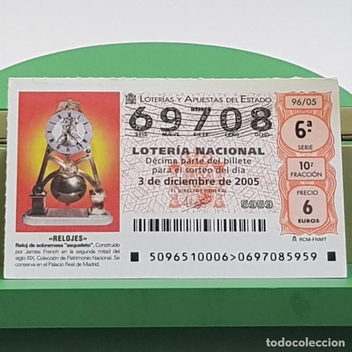 Nationale spanische Lotterie: LOTER&Iacute;A NACIONAL, SORTEO 96/05, 3 DICIEMBRE 2005, RELOJ SOBREMESA, ESQUELETO, N&ordm; 69708