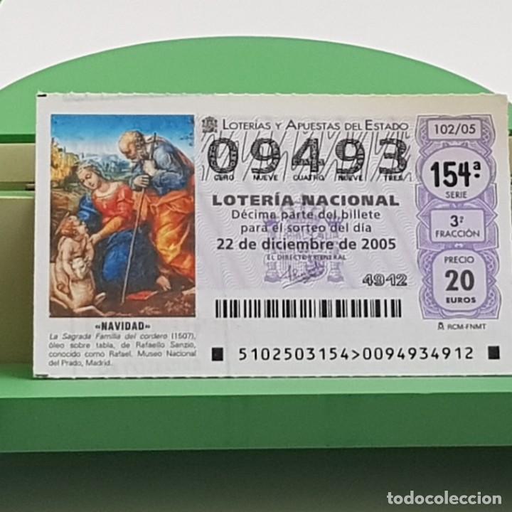 Nationale spanische Lotterie: LOTER&Iacute;A NACIONAL, SORTEO 102/05, 22 DICIEMBRE 2005, NAVIDAD, SAGRADA FAMILIA DEL CORDERO, N&ordm; 09493