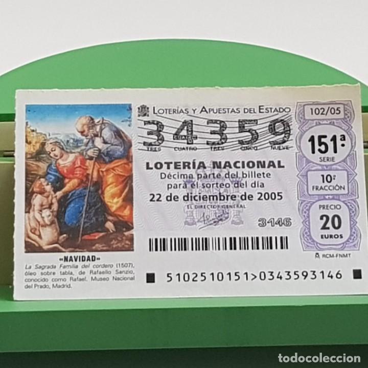 Nationale spanische Lotterie: LOTER&Iacute;A NACIONAL, SORTEO 102/05, 22 DICIEMBRE 2005, NAVIDAD, SAGRADA FAMILIA DEL CORDERO, N&ordm; 34359