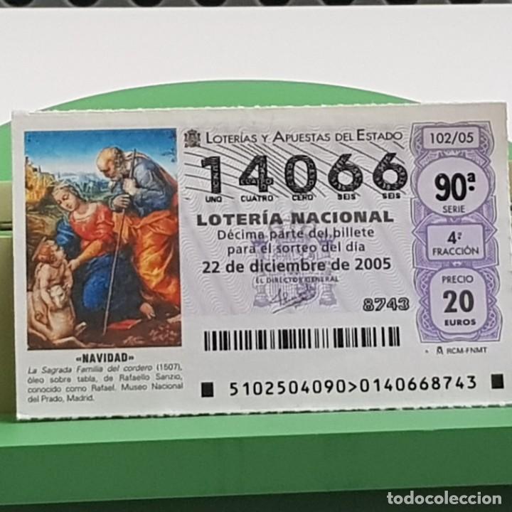 Loterie Nationale: LOTER&Iacute;A NACIONAL, SORTEO 102/05, 22 DICIEMBRE 2005, NAVIDAD, SAGRADA FAMILIA DEL CORDERO, N&ordm; 14066