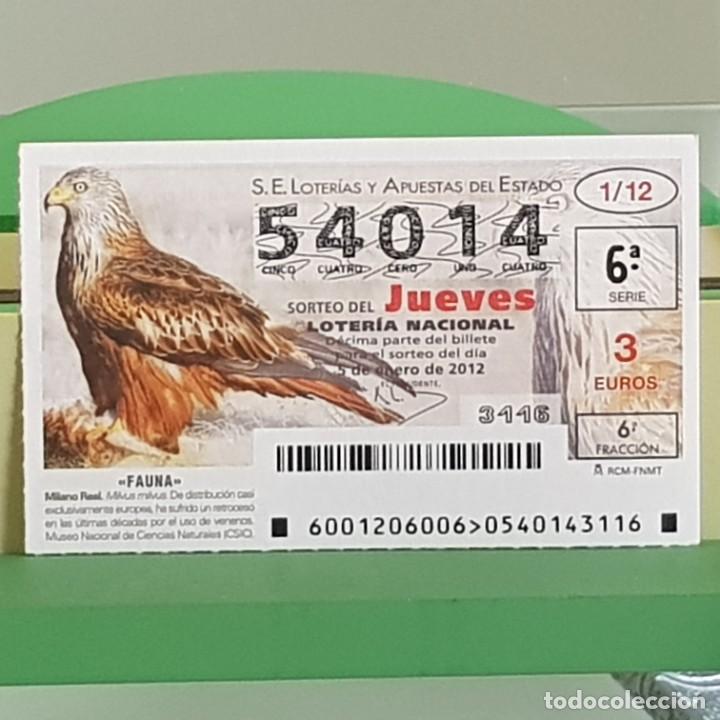 Loterie Nationale: LOTERIA NACIONAL, SORTEO 01/12, 5 ENERO 2012, FAUNA, MILANO REAL, N&ordm; 54014