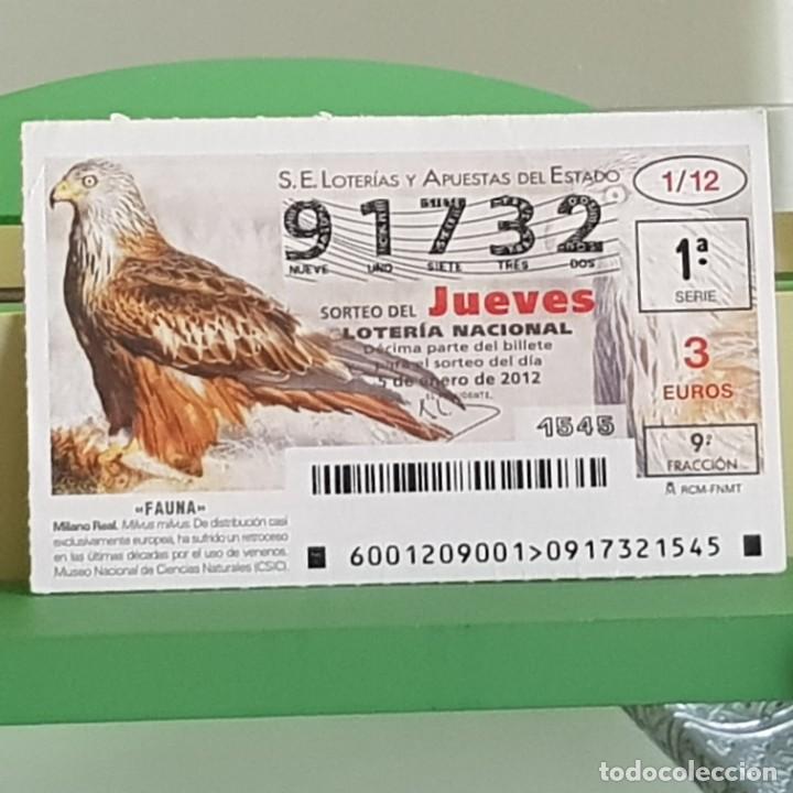 Loterie Nationale: LOTERIA NACIONAL, SORTEO 01/12, 5 ENERO 2012, FAUNA, MILANO REAL, N&ordm; 91732,DOBLEZ PEQUE&Ntilde;O ESQUINA