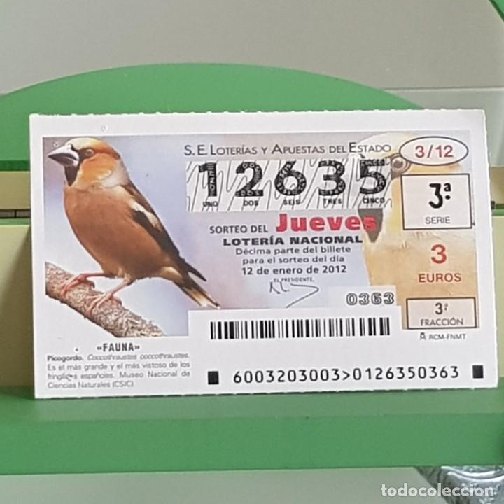 Loterie Nationale: LOTERIA NACIONAL, SORTEO 03/12, 12 ENERO 2012, FAUNA, PICOGORDO, N&ordm; 12635