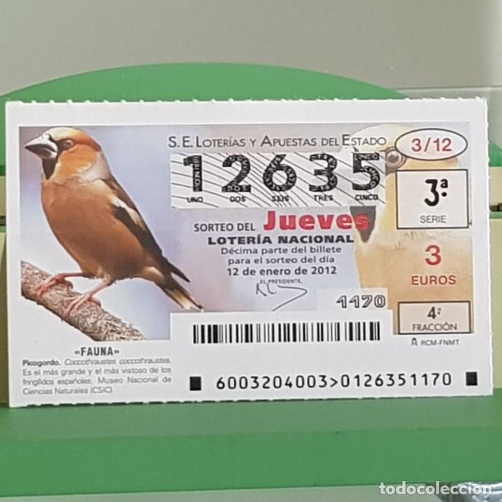 Loterie Nationale: LOTERIA NACIONAL, SORTEO 03/12, 12 ENERO 2012, FAUNA, PICOGORDO, N&ordm; 12635