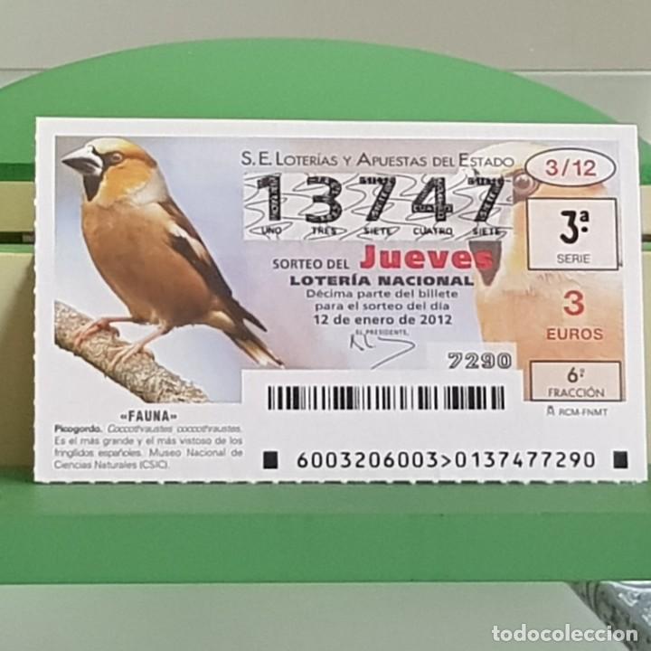 Loterie Nationale: LOTERIA NACIONAL, SORTEO 03/12, 12 ENERO 2012, FAUNA, PICOGORDO, N&ordm; 13747