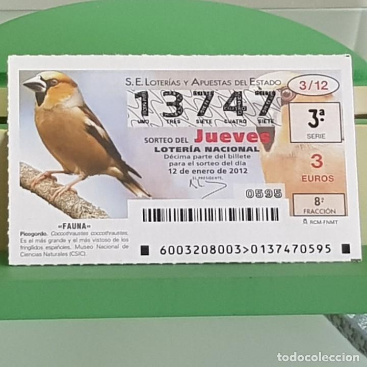 Loterie Nationale: LOTERIA NACIONAL, SORTEO 03/12, 12 ENERO 2012, FAUNA, PICOGORDO, N&ordm; 13747