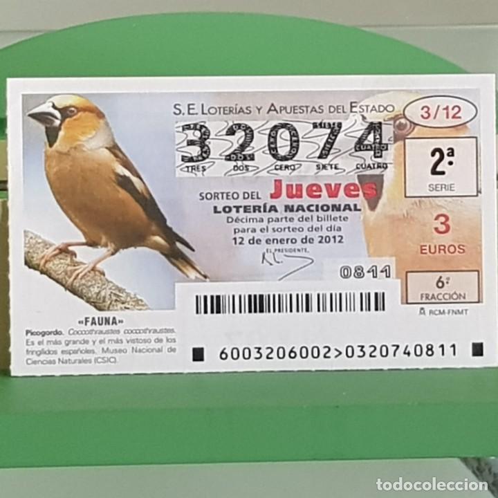 Loterie Nationale: LOTERIA NACIONAL, SORTEO 03/12, 12 ENERO 2012, FAUNA, PICOGORDO, N&ordm; 32074