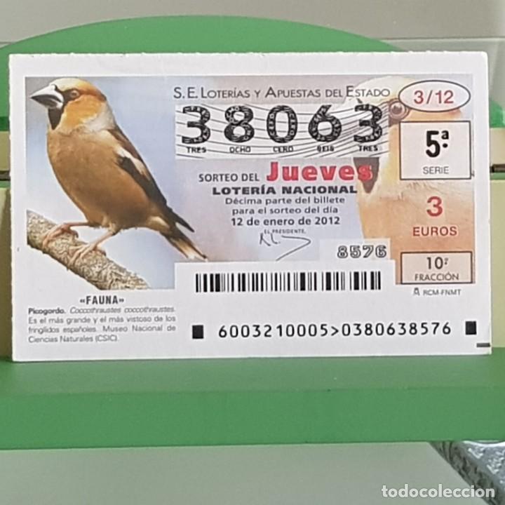 Loterie Nationale: LOTERIA NACIONAL, SORTEO 03/12, 12 ENERO 2012, FAUNA, PICOGORDO, N&ordm; 38063