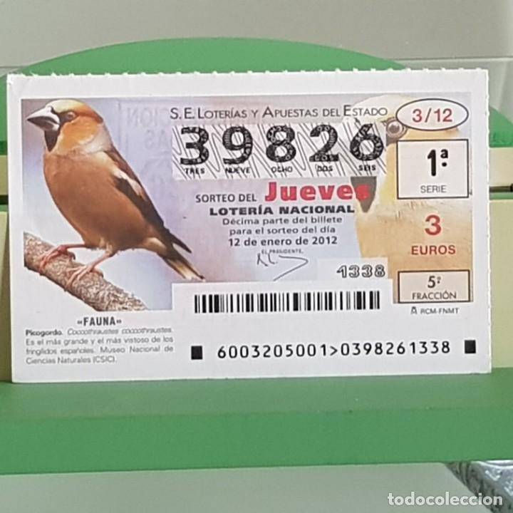 Loterie Nationale: LOTERIA NACIONAL, SORTEO 03/12, 12 ENERO 2012, FAUNA, PICOGORDO, N&ordm; 39826