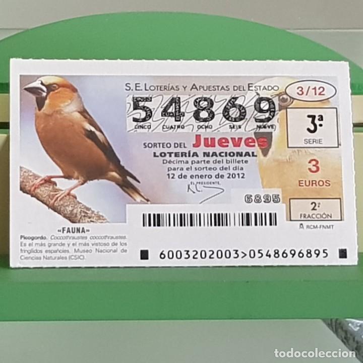 Nationale spanische Lotterie: LOTERIA NACIONAL, SORTEO 03/12, 12 ENERO 2012, FAUNA, PICOGORDO, N&ordm; 54869