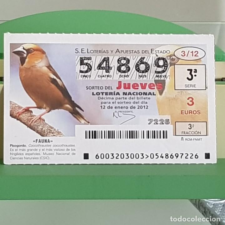 Nationale spanische Lotterie: LOTERIA NACIONAL, SORTEO 03/12, 12 ENERO 2012, FAUNA, PICOGORDO, N&ordm; 54869