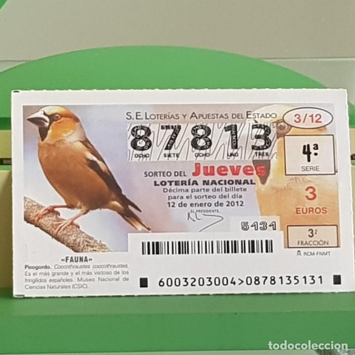 Nationale spanische Lotterie: LOTERIA NACIONAL, SORTEO 03/12, 12 ENERO 2012, FAUNA, PICOGORDO, N&ordm; 87813