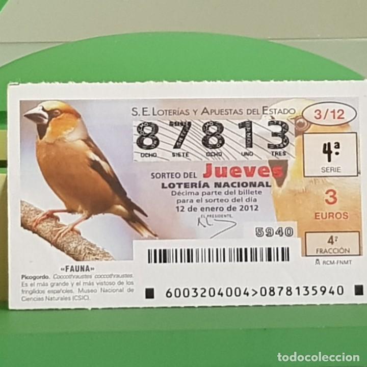Nationale spanische Lotterie: LOTERIA NACIONAL, SORTEO 03/12, 12 ENERO 2012, FAUNA, PICOGORDO, N&ordm; 87813