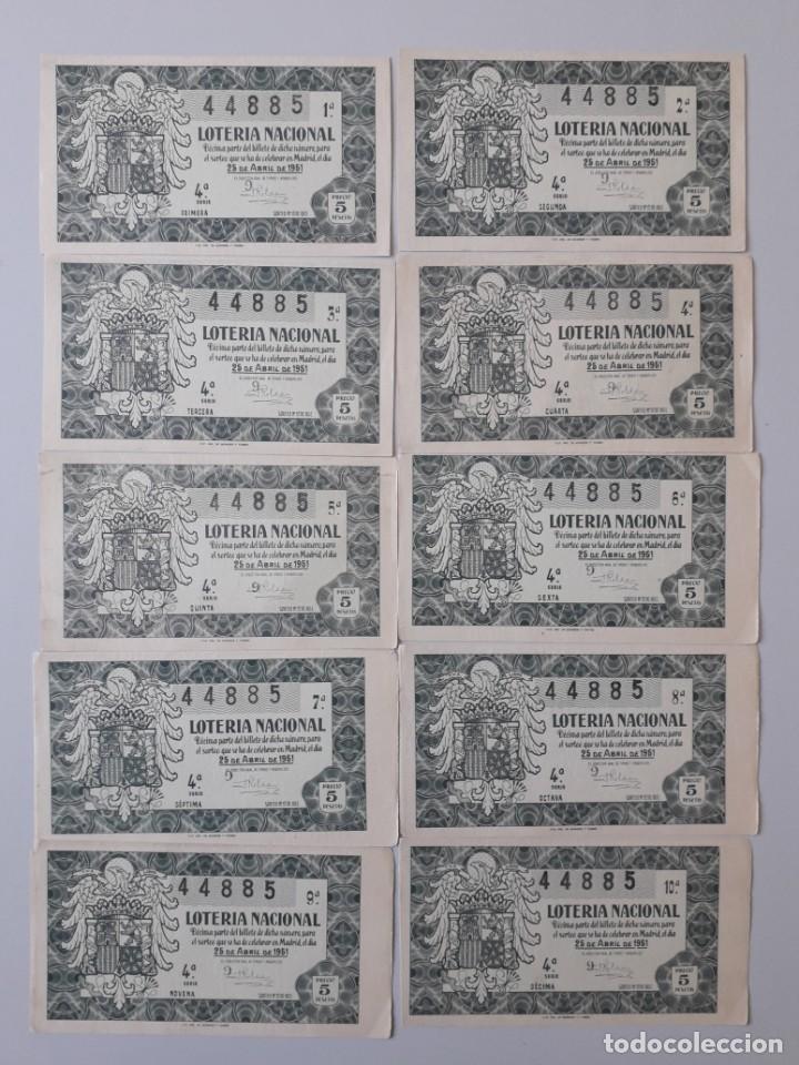 Nationale spanische Lotterie: 10 d&eacute;cimos de Loter&iacute;a Nacional del 25 Abril 1951 sorteo 12