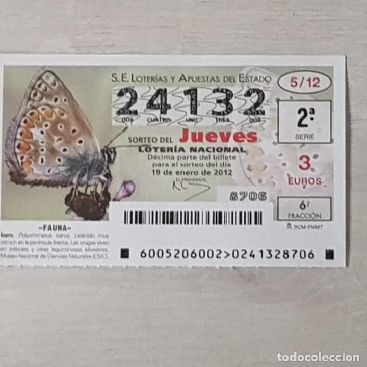 Nationale spanische Lotterie: LOTERIA NACIONAL, SORTEO 05/12, 19 ENERO 2012, FAUNA, MARIPOSA &Iacute;CARO, N&ordm; 24132