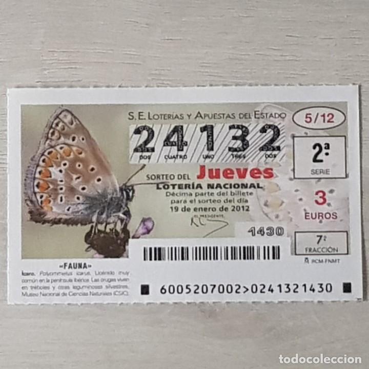 Loterie Nationale: LOTERIA NACIONAL, SORTEO 05/12, 19 ENERO 2012, FAUNA, MARIPOSA &Iacute;CARO, N&ordm; 24132