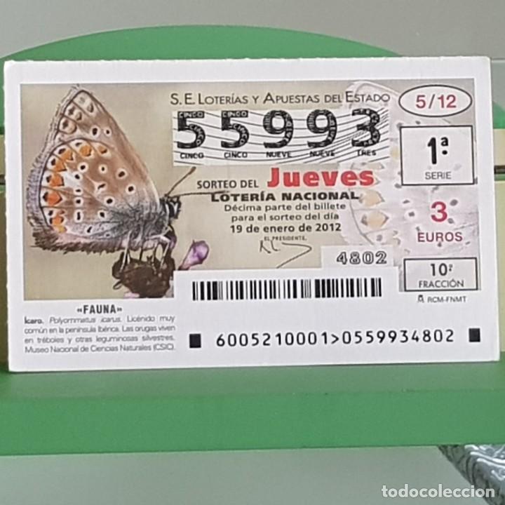 Nationale spanische Lotterie: LOTERIA NACIONAL, SORTEO 05/12, 19 ENERO 2012, FAUNA, MARIPOSA &Iacute;CARO, N&ordm; 55993