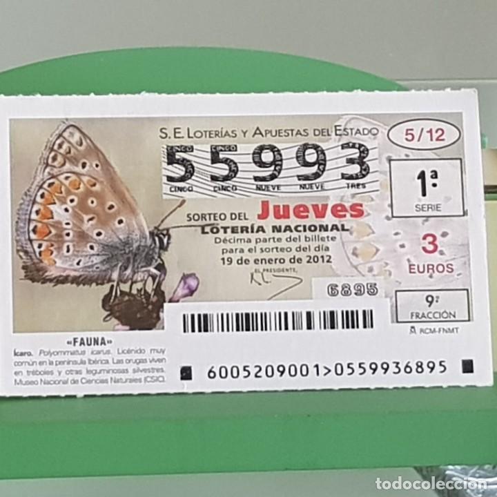 Nationale spanische Lotterie: LOTERIA NACIONAL, SORTEO 05/12, 19 ENERO 2012, FAUNA, MARIPOSA &Iacute;CARO, N&ordm; 55993