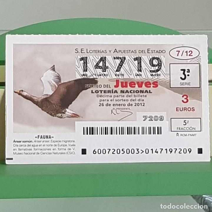 Nationale spanische Lotterie: LOTERIA NACIONAL, SORTEO 07/12, 26 ENERO 2012, FAUNA, &Aacute;NSAR COM&Uacute;N, N&ordm; 14719