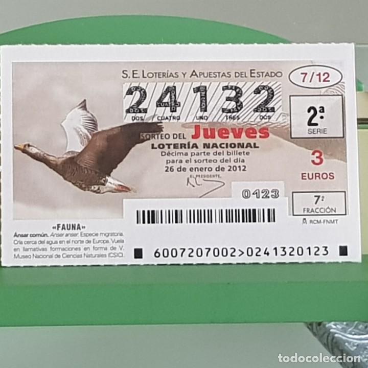 Nationale spanische Lotterie: LOTERIA NACIONAL, SORTEO 07/12, 26 ENERO 2012, FAUNA, &Aacute;NSAR COM&Uacute;N, N&ordm; 24132
