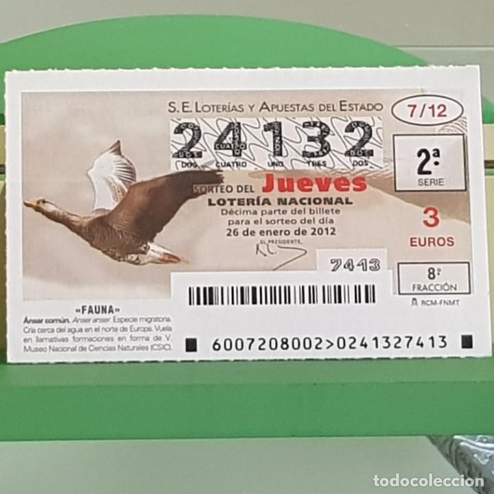 Nationale spanische Lotterie: LOTERIA NACIONAL, SORTEO 07/12, 26 ENERO 2012, FAUNA, &Aacute;NSAR COM&Uacute;N, N&ordm; 24132