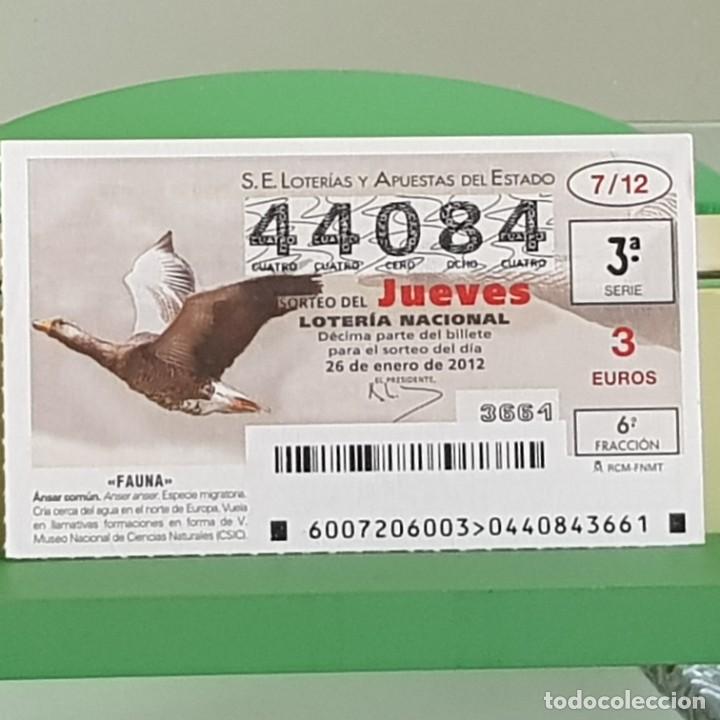 Nationale spanische Lotterie: LOTERIA NACIONAL, SORTEO 07/12, 26 ENERO 2012, FAUNA, &Aacute;NSAR COM&Uacute;N, N&ordm; 44084