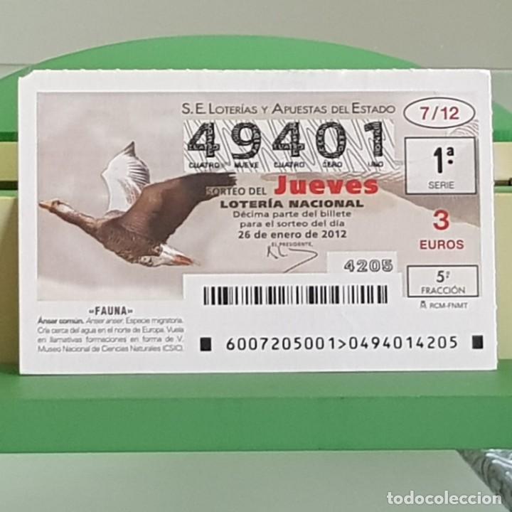 Nationale spanische Lotterie: LOTERIA NACIONAL, SORTEO 07/12, 26 ENERO 2012, FAUNA, &Aacute;NSAR COM&Uacute;N, N&ordm; 49401