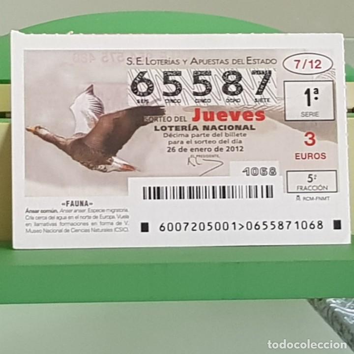 Nationale spanische Lotterie: LOTERIA NACIONAL, SORTEO 07/12, 26 ENERO 2012, FAUNA, &Aacute;NSAR COM&Uacute;N, N&ordm; 65587