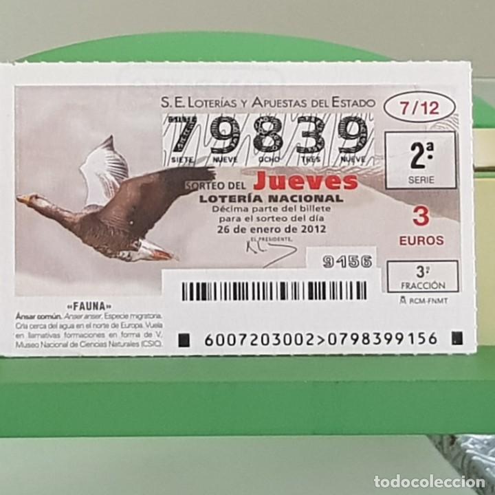 Loterie Nationale: LOTERIA NACIONAL, SORTEO 07/12, 26 ENERO 2012, FAUNA, &Aacute;NSAR COM&Uacute;N, N&ordm; 79839