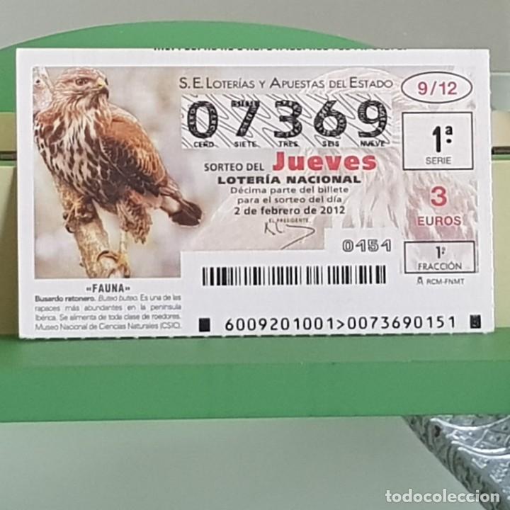 Loterie Nationale: LOTERIA NACIONAL, SORTEO 09/12, 2 FEBRERO 2012, FAUNA, BUSARDO RATONERO, N&ordm; 07369