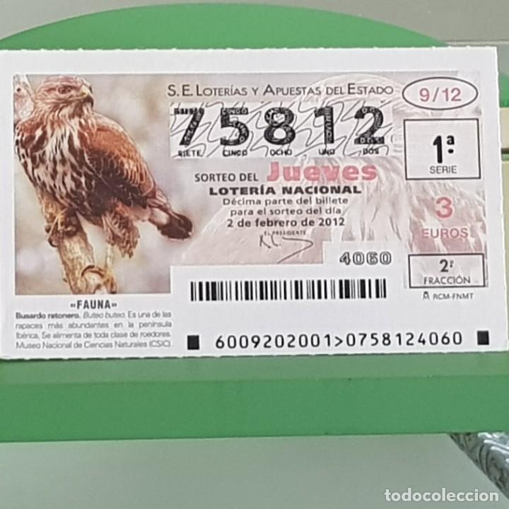 Loterie Nationale: LOTERIA NACIONAL, SORTEO 09/12, 2 FEBRERO 2012, FAUNA, BUSARDO RATONERO, N&ordm; 75812