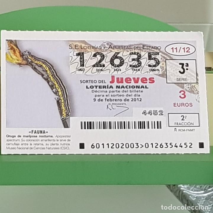 Loterie Nationale: LOTERIA NACIONAL, SORTEO 11/12, 9 FEBRERO 2012, FAUNA, ORUGA DE MARIPOSA NOCTURNA, N&ordm; 12635