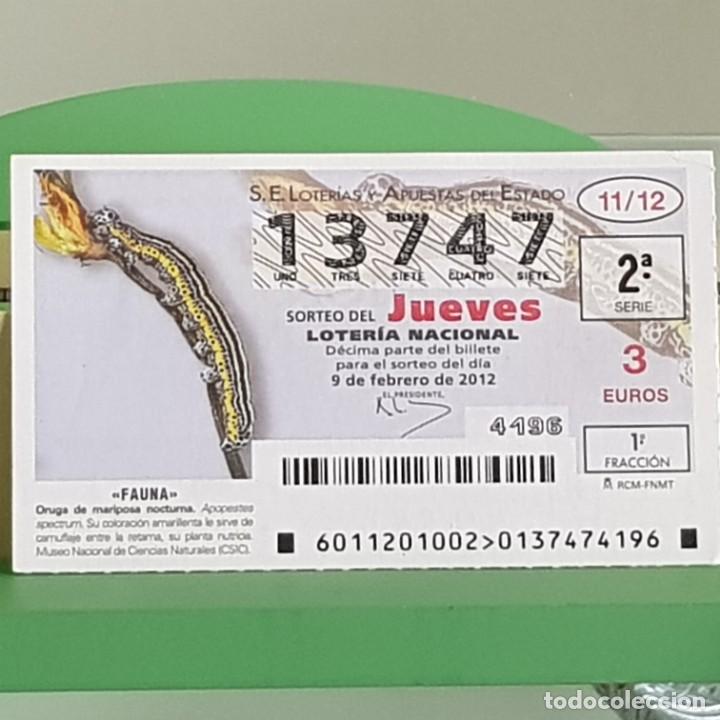 Loterie Nationale: LOTERIA NACIONAL, SORTEO 11/12, 9 FEBRERO 2012, FAUNA, ORUGA DE MARIPOSA NOCTURNA, N&ordm; 13747