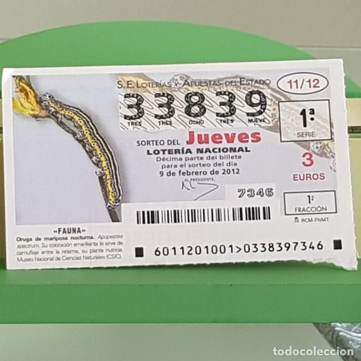 Loterie Nationale: LOTERIA NACIONAL, SORTEO 11/12, 9 FEBRERO 2012, FAUNA, ORUGA DE MARIPOSA NOCTURNA, N&ordm; 33839
