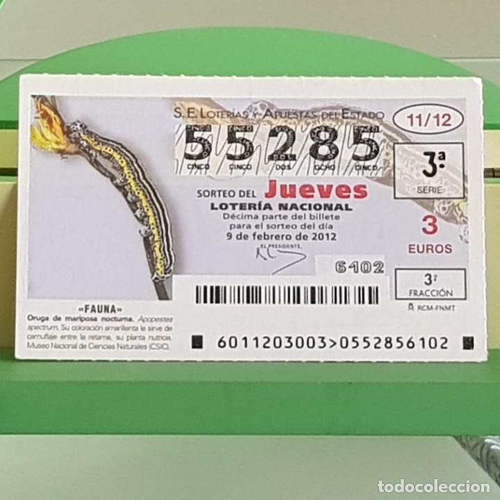 Loterie Nationale: LOTERIA NACIONAL, SORTEO 11/12, 9 FEBRERO 2012, FAUNA, ORUGA DE MARIPOSA NOCTURNA, N&ordm; 55285